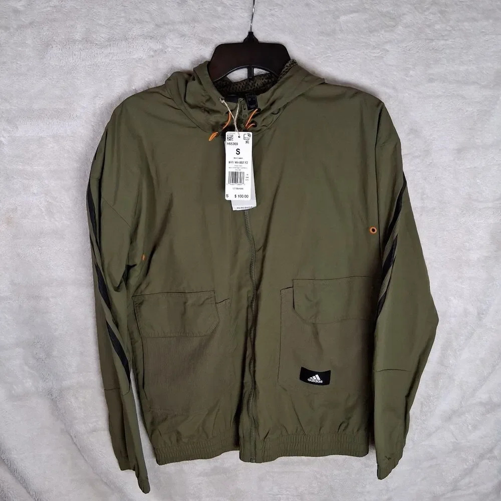 Adidas‎ Wind Braker Olive Green Mens S Track Tops Nwt Hooded